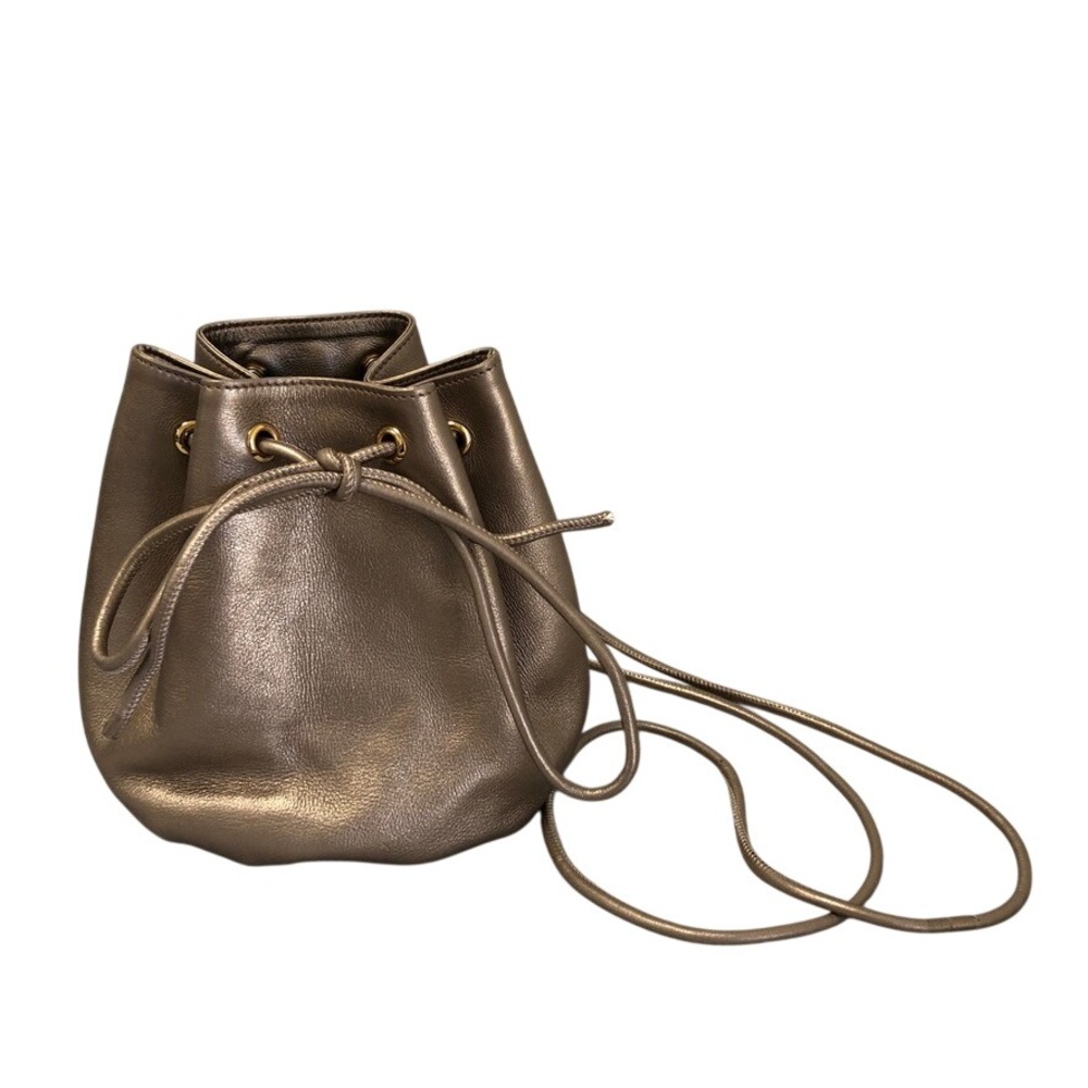 Tom Ford Bucket Bag Small Womens Bronze Metallic Leather Drawstring Italy